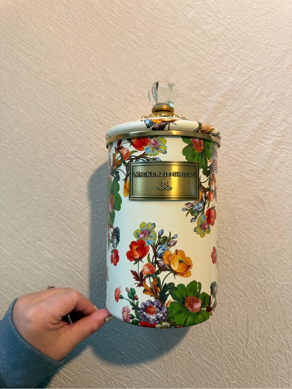 Mackenzie Childs Floral Marker Large Canister
